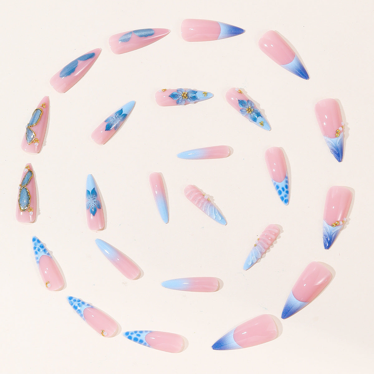Ozean-inspirierter artikulierter Nagelset Brehn