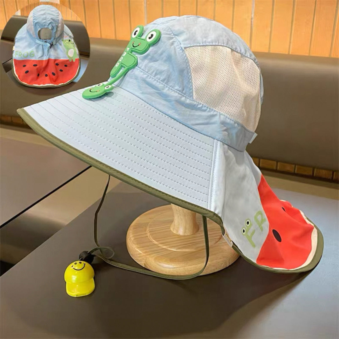 Sonnenhut mit Nackenschutz, atmungsaktives Netz und verstellbarem Kinnriemen Brehn