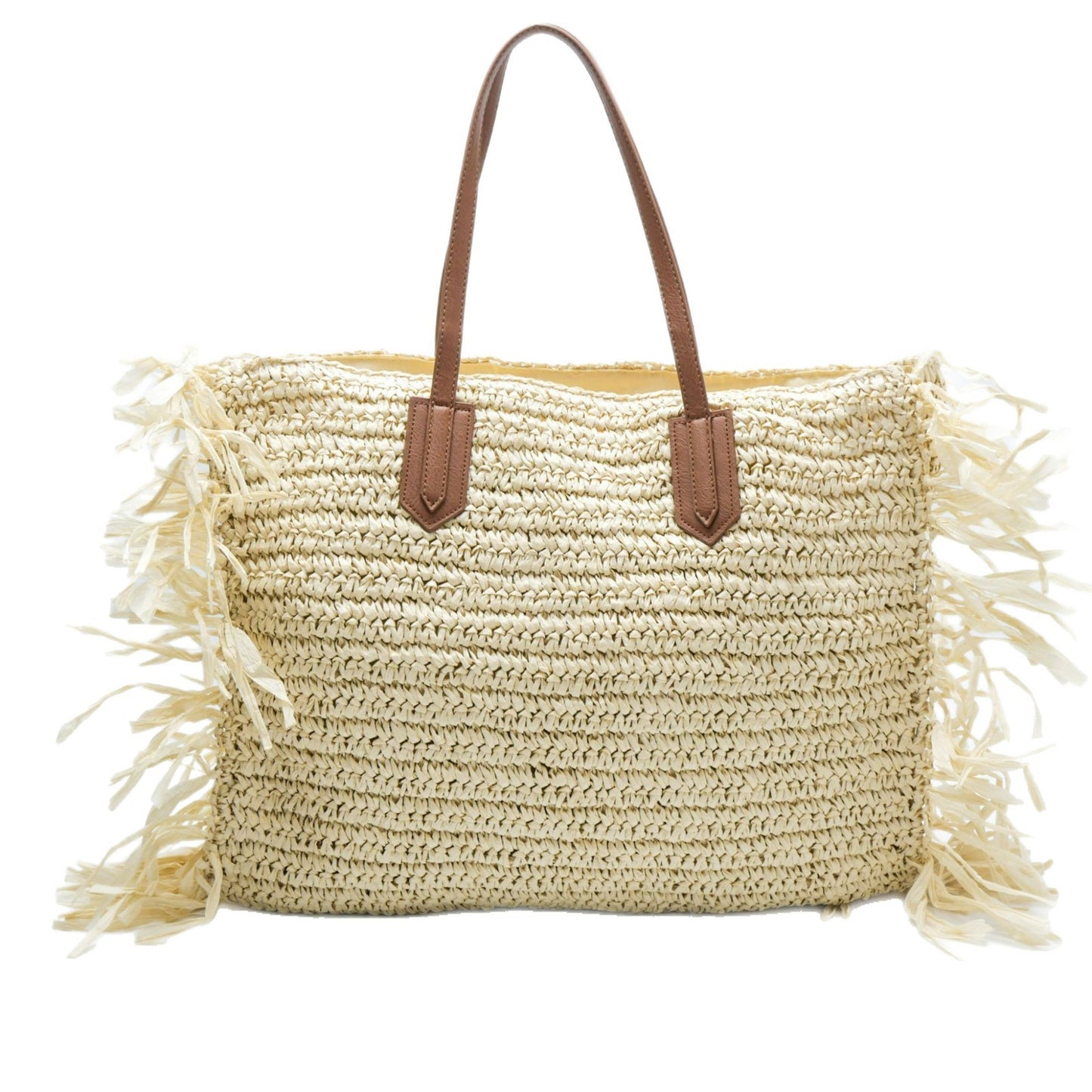 Strandtasche mit Fransigem Design und Robusten Ledergriffen Brehn