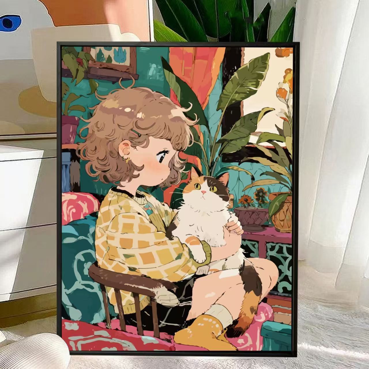 Niedliche Katzen- und Kind-Illustration Wandkunst Brehn