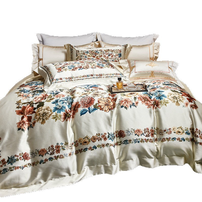 Luxuriöses florales Satin-Jacquard Bettbezug-Set