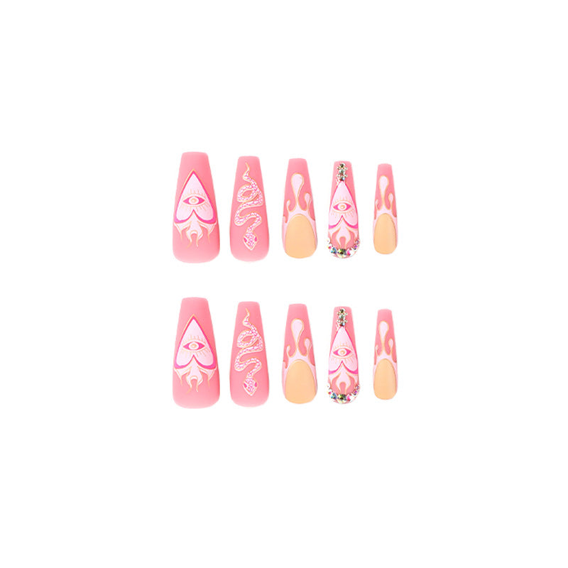 Kunstvolle Nagelverlängerungen mit schlangen- und blumenverzierung Brehn