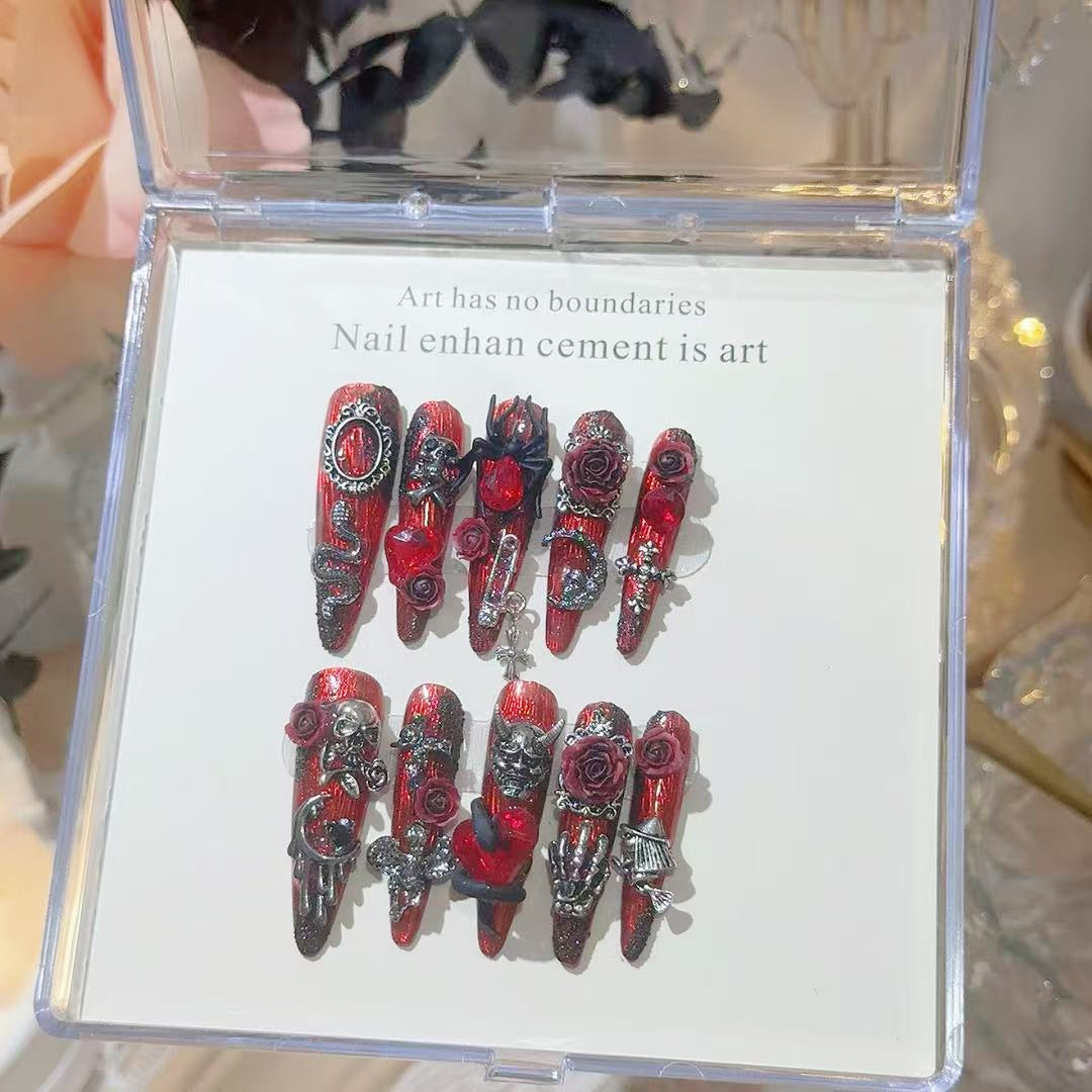 Gothic-inspiriertes 3D-Nagelkunst-Set