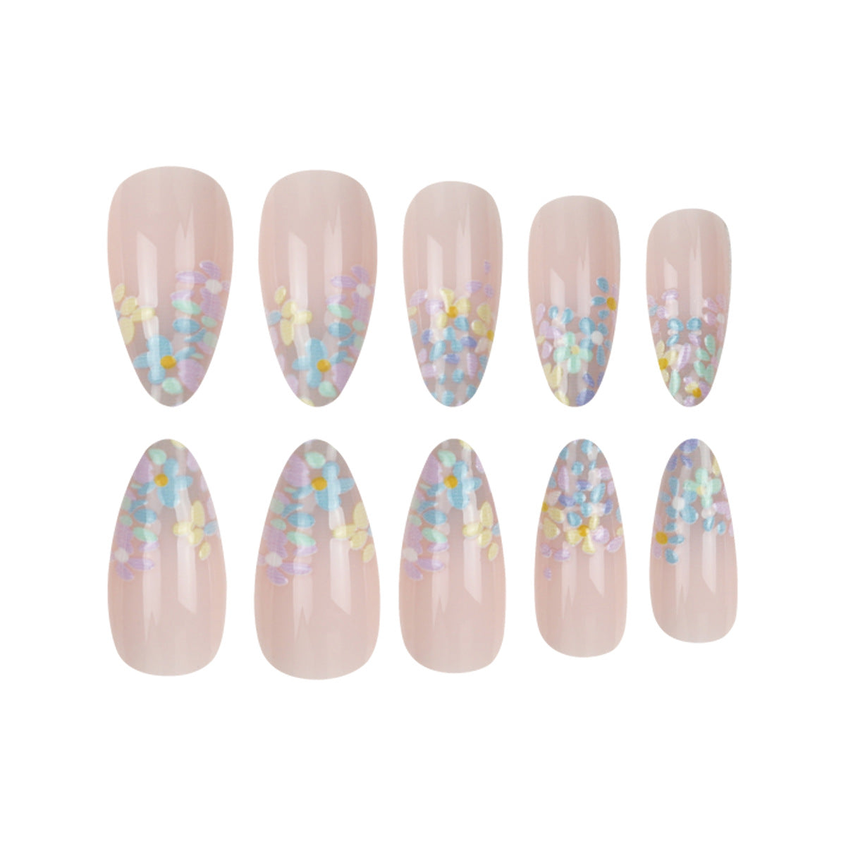 Blumengeschmücktes Press-On-Nagelset Brehn