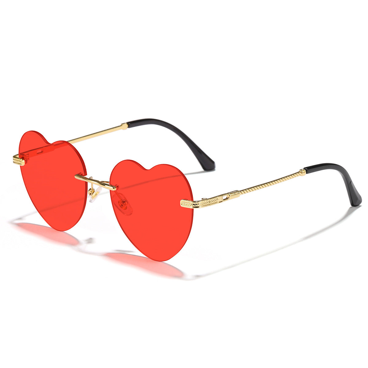 Damen Herzförmige Sonnenbrille mit verspiegelten Gläsern und goldenem Rahmen Brehn