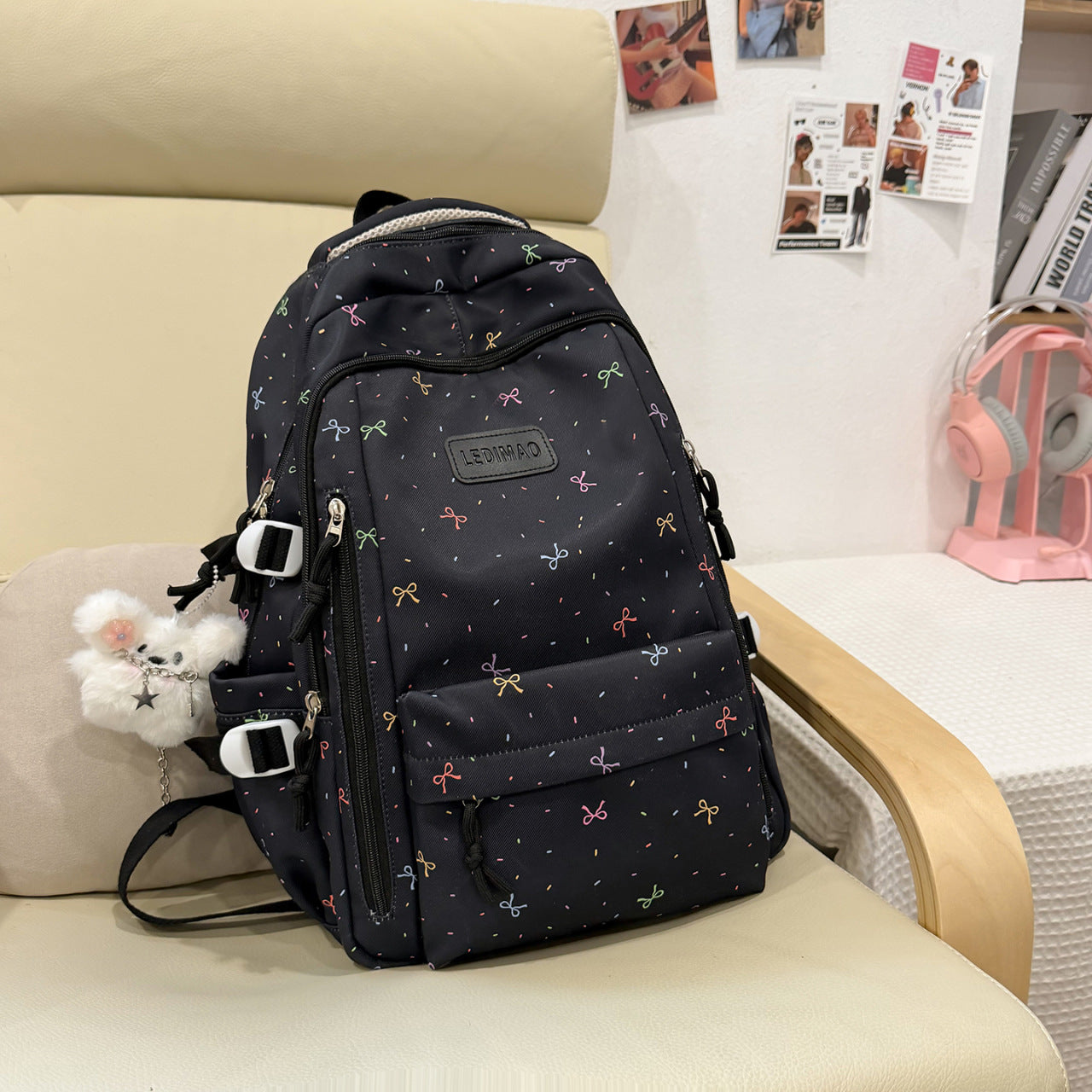 Lustiger gemusterter Schulrucksack