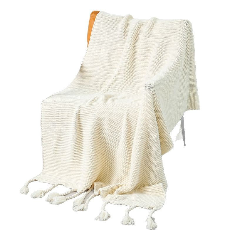 Damen Strickdecke mit dekorativen Quasten Brehn