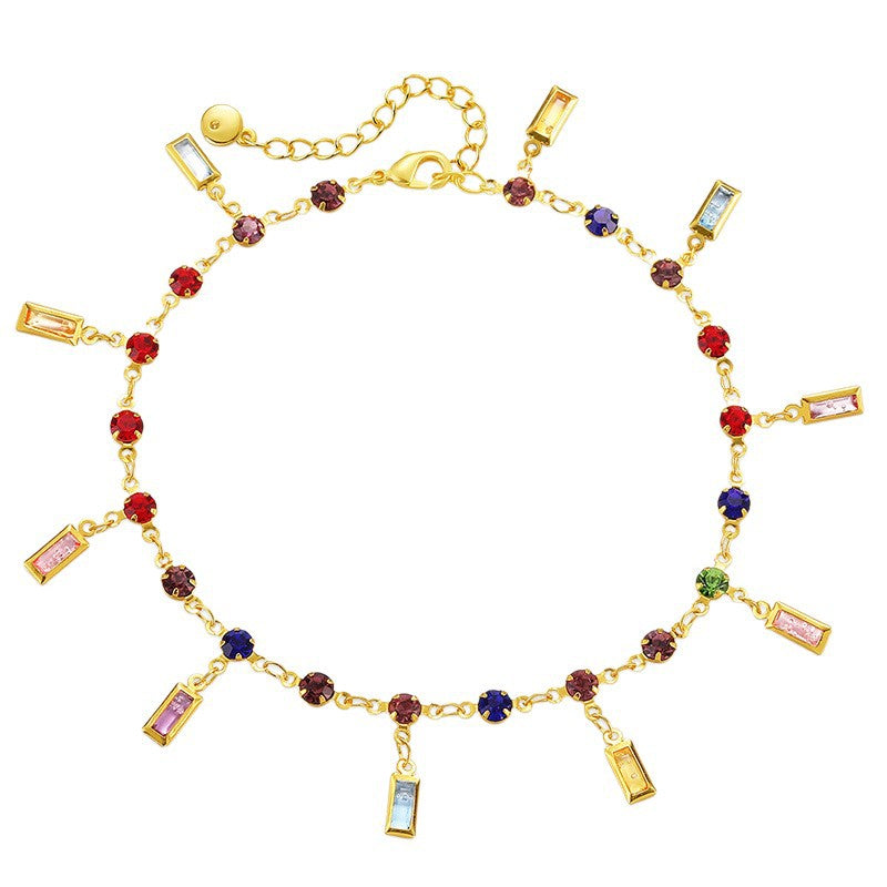 Farbige Edelstein Charm Fußkette Brehn