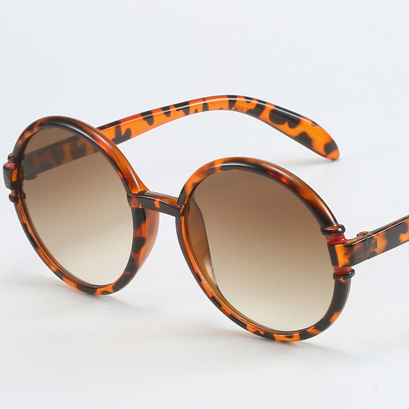 Damen runde Sonnenbrille im trendigen Leopardenmuster mit UV-Schutz Brehn