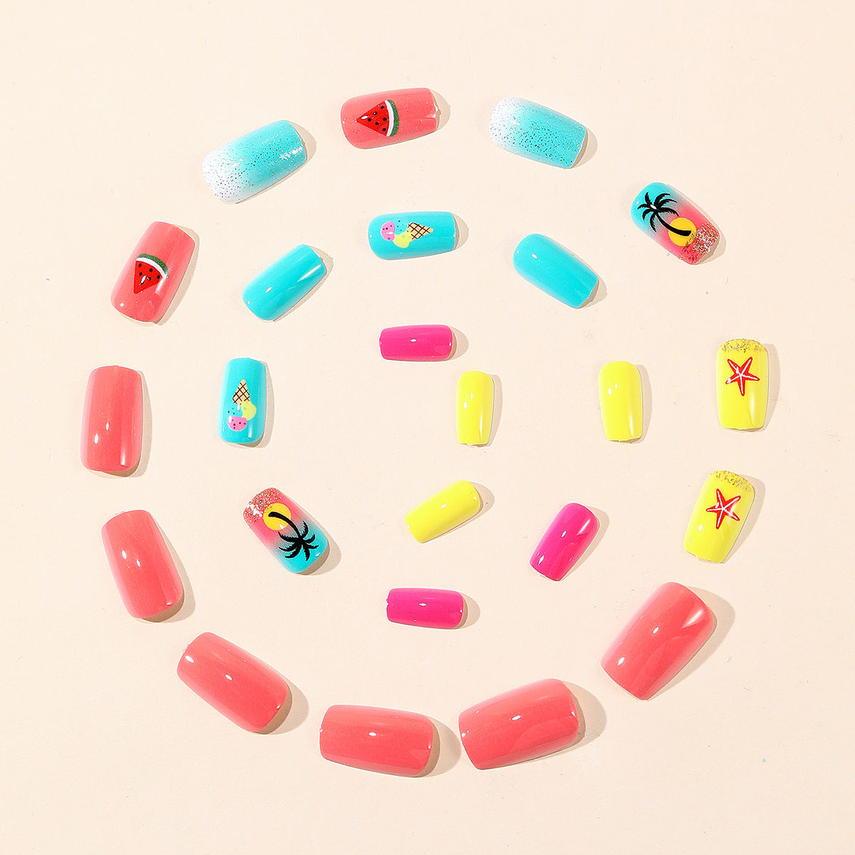 Sommer-inspiriertes 3D-Nagelkunst-Set Brehn