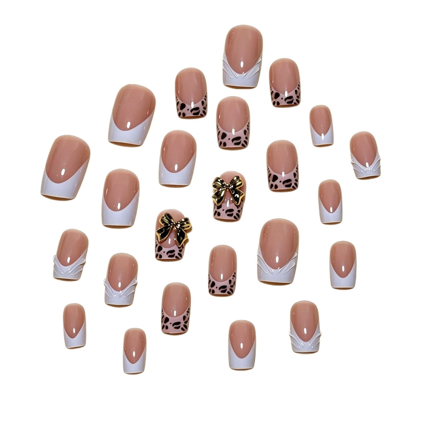 Künstlerische Premium Leoparden- und Schleifen-verzierte Press-On-Nagelspitzen Brehn