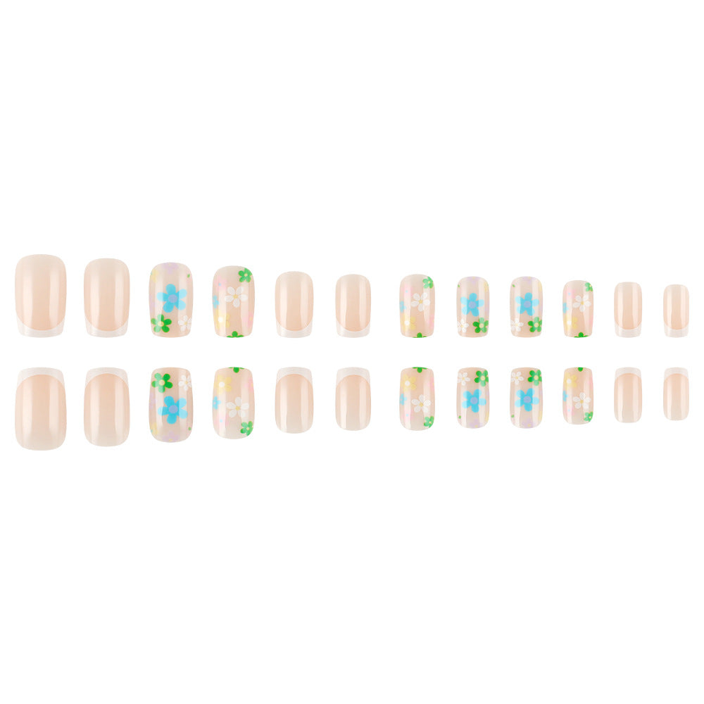 Floral French Tip Press-On Nail Set Brehn