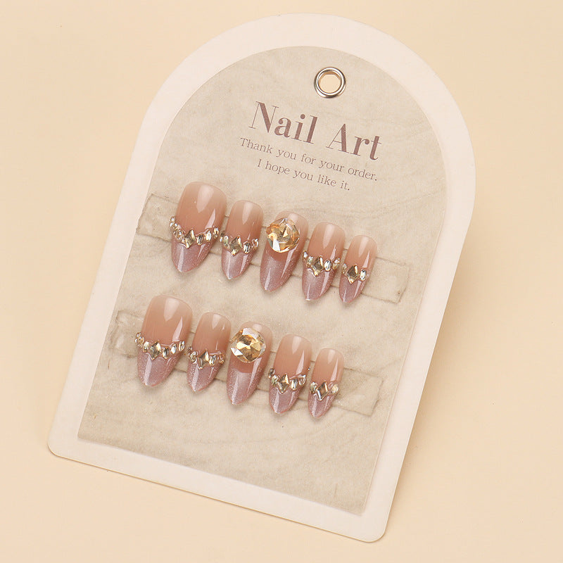 Glamouröses Stiletto Press-On Nagelkunstset mit Strass-Accents Brehn