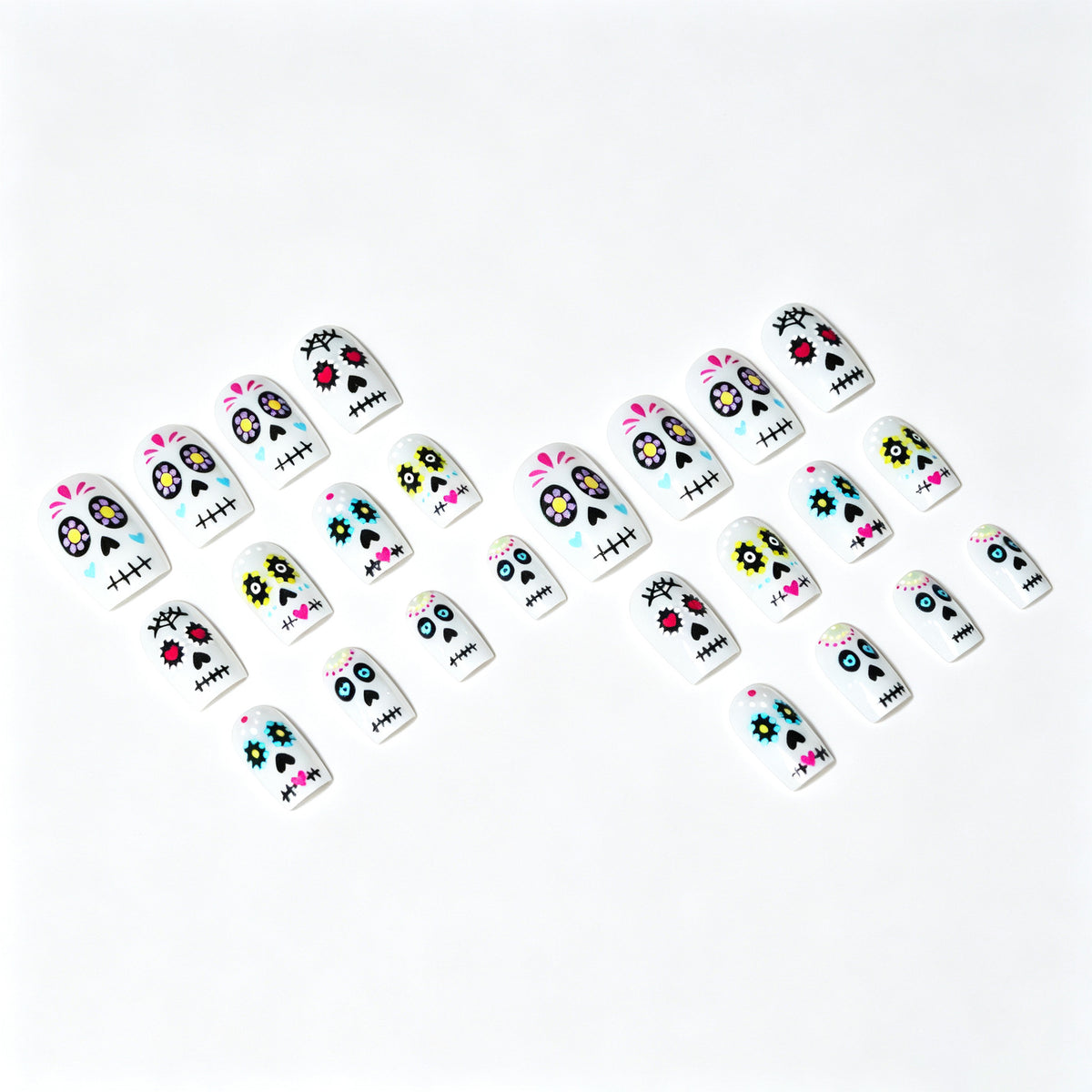 Künstlerisches Zuckerschädel-Nagelkunst-Design-Kit