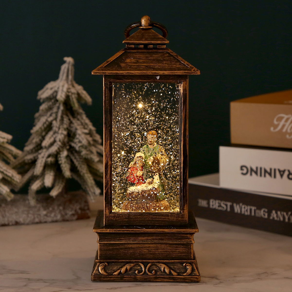 Vintage Weihnachtslaterne mit Schneemann und LED-Beleuchtung Brehn
