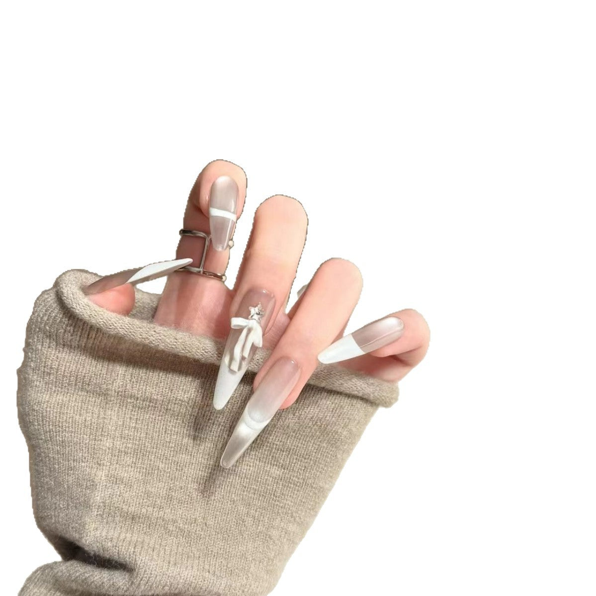 Elegante Lange Stiletto Press-On Nagelerweiterungen