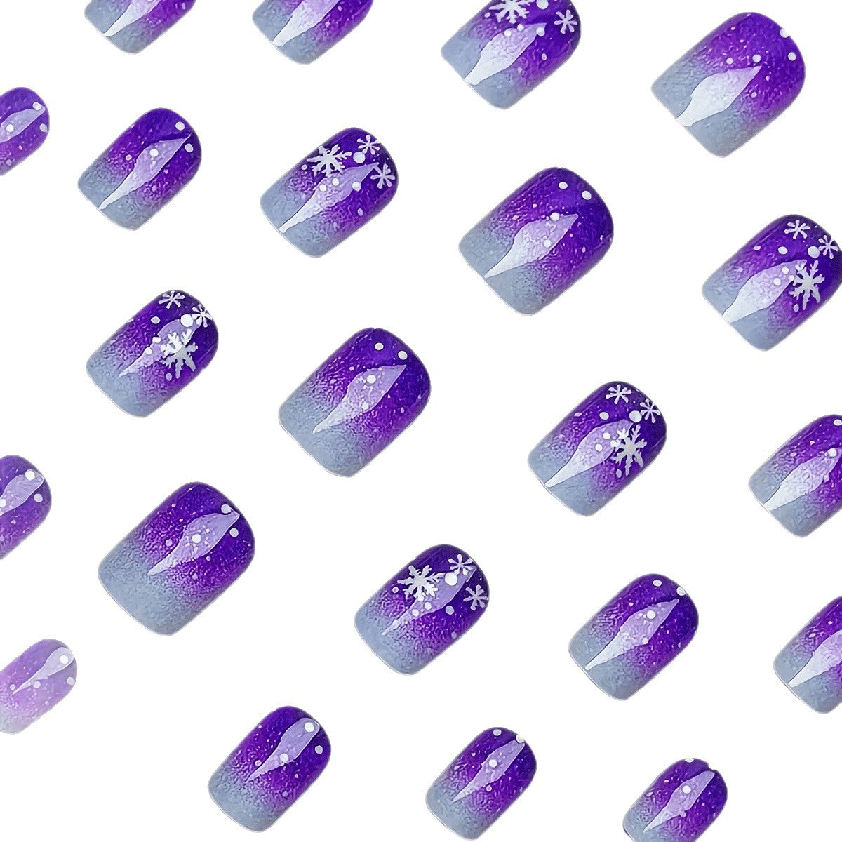 Glitzernde Kunstnägel mit Schneeflocken-Design Brehn