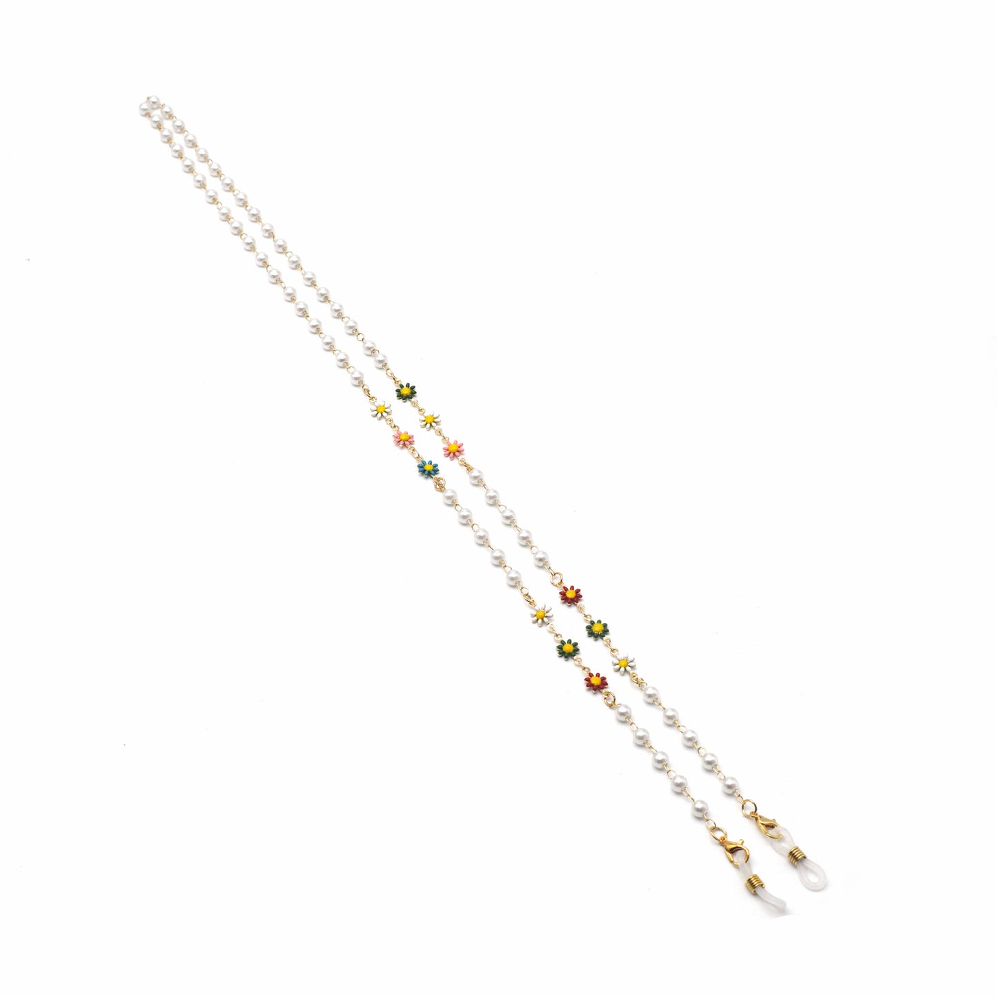Elegante Perlen- und bunte Edelstein-Brillekette Brehn