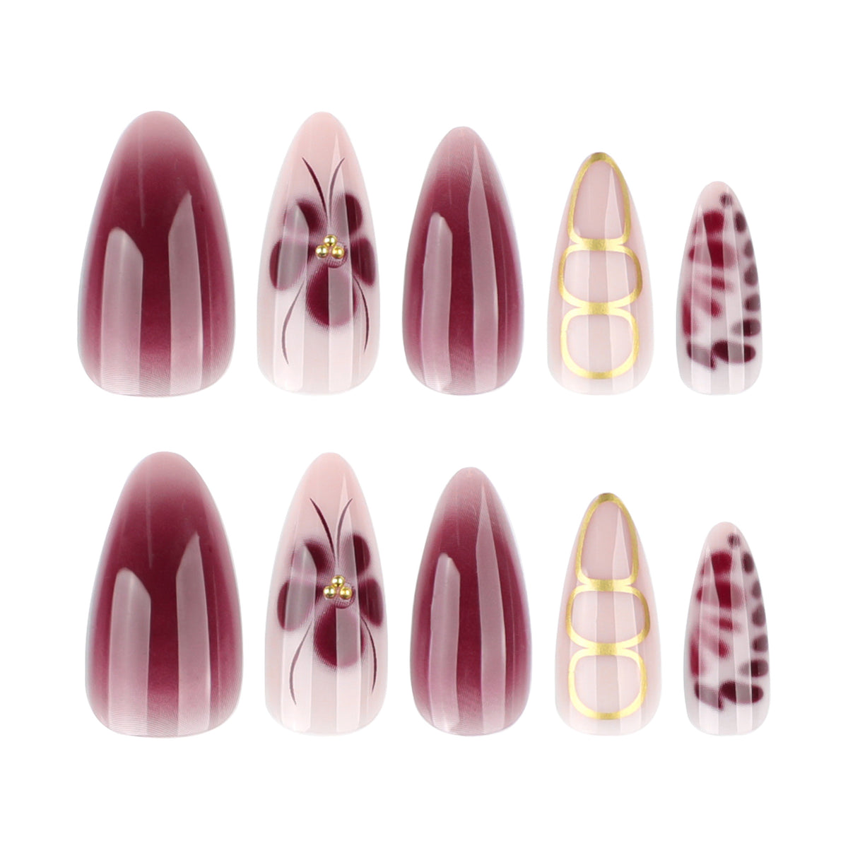 Elegante Nagelkunst mit floralem Design und Glitzerakzenten Brehn