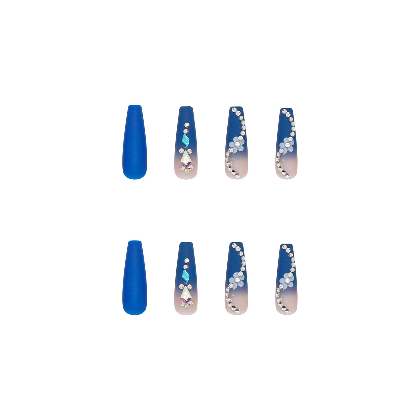 Kunstnagelset mit eleganten 3D-Blumenmotiven und Glitzerakzenten Brehn