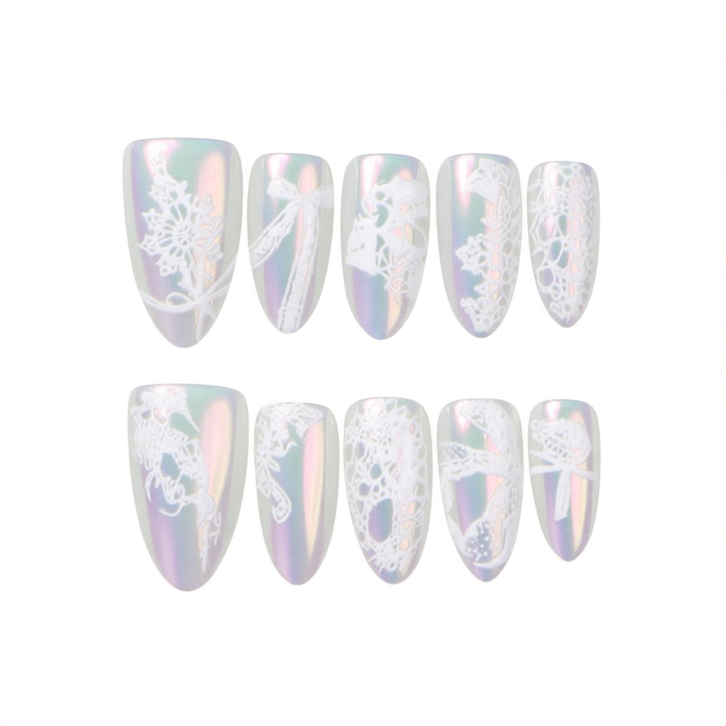 Elegantes Spitzen-Presse-On-Nagelkunst-Set Brehn