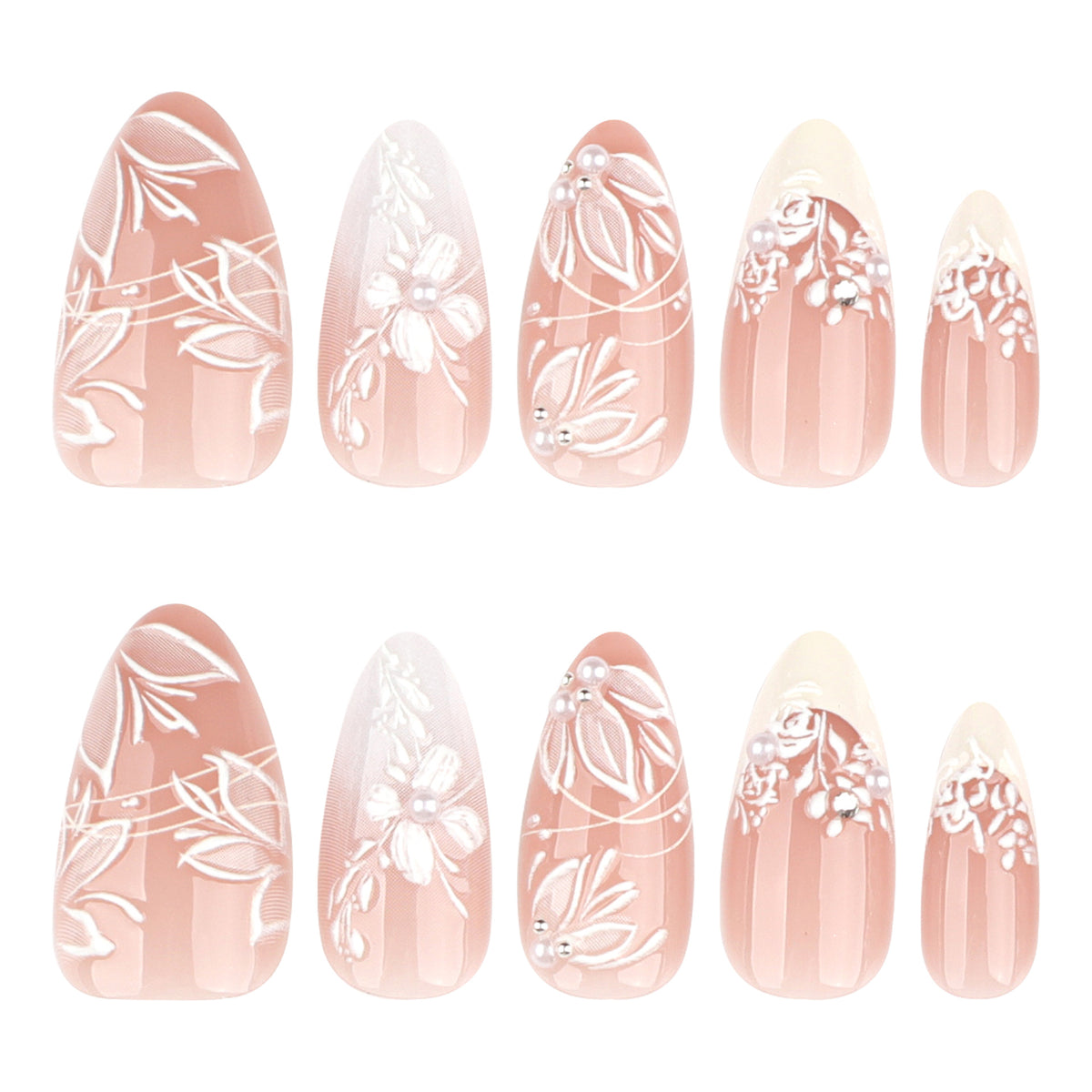 Premium Nagelkunst mit Blumendesign und glitzernden Akzenten Brehn