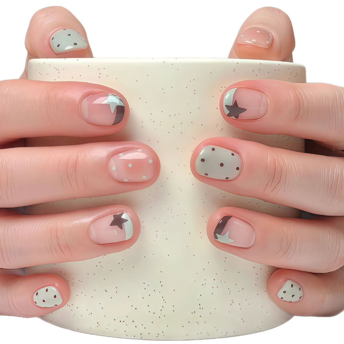 Künstlerisches Press-On-Nagelset mit geometrischen Mustern Brehn