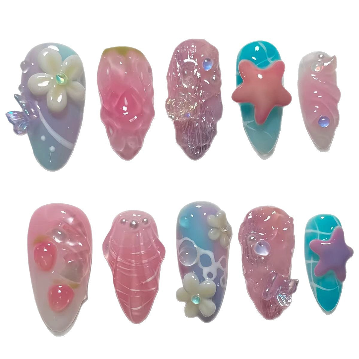 Künstlerische 3D Themen-Nagelerweiterungen Brehn