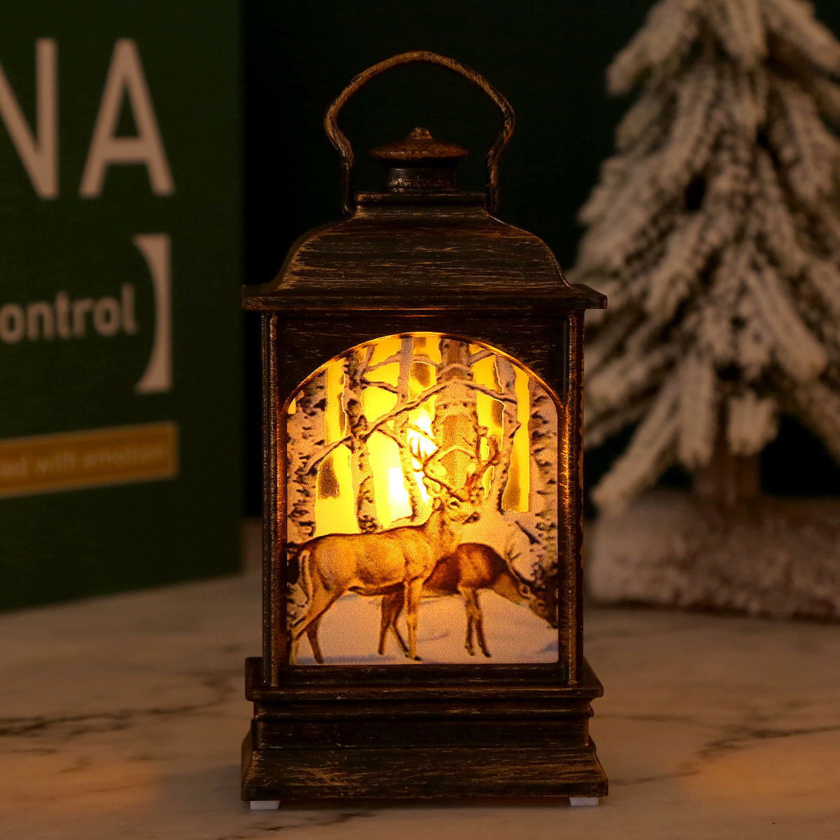 Nostalgische Weihnachtslaterne mit Santa-Motiv Brehn