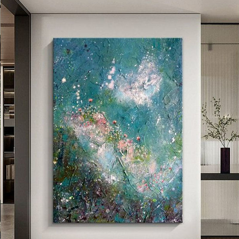 Texturiertes abstraktes florales Leinwandkunstwerk