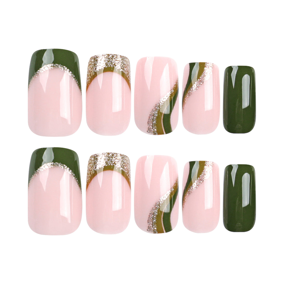 Kunstvolle Nagelverlängerungen mit goldenen Akzenten und elegantem Design Brehn