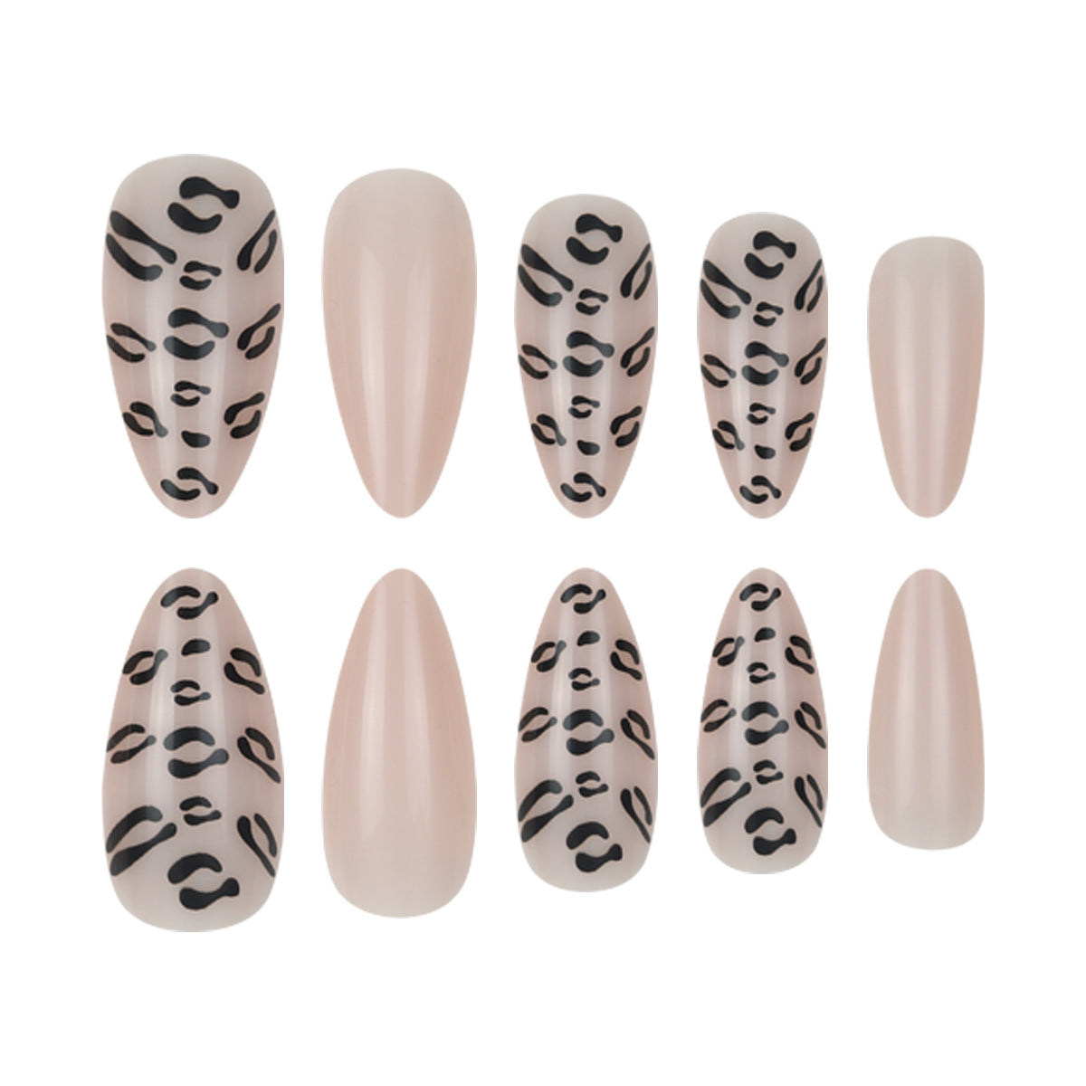 Elegante Stiletto-Press-On-Nägel mit Tierdruck-Design Brehn