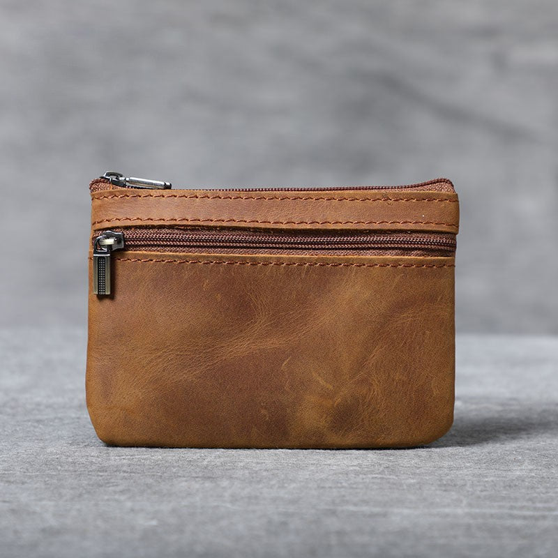 Kompakte Leder Reißverschluss-Münztasche Brehn