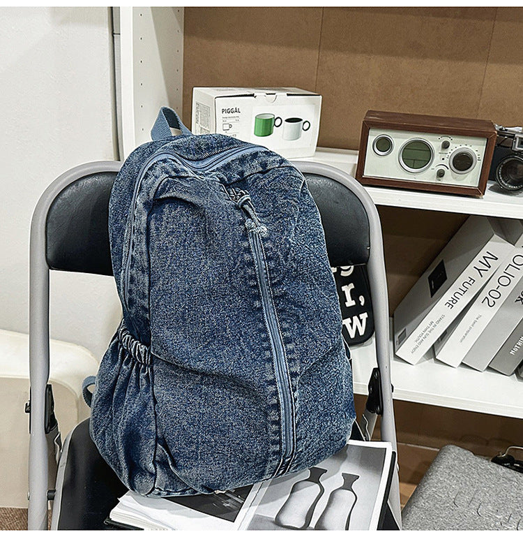 Denim-texturierten lässigen Schulrucksack
