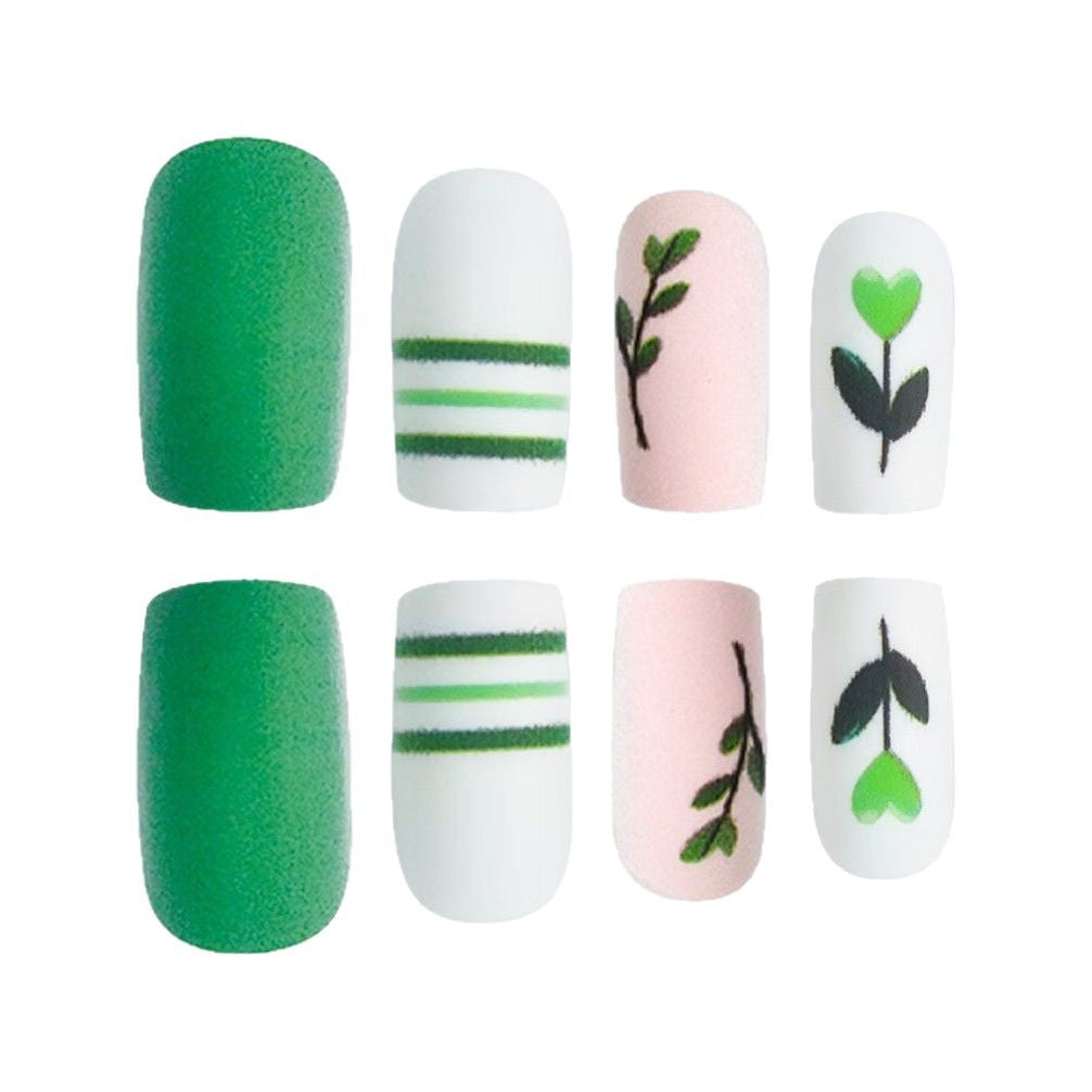 Künstlerisches botanisches Press-On-Nageldesign-Set Brehn