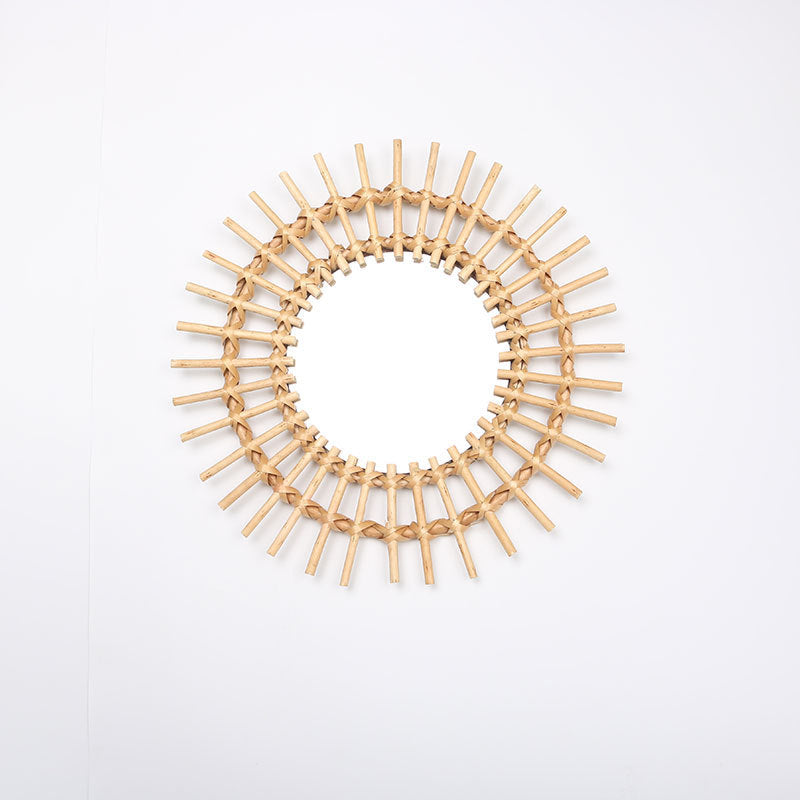 Runde Wandspiegel mit Rattan-Design Brehn