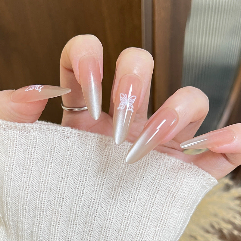 Künstlerische Acryl-Stiletto-Nägel mit Schmetterlingsdesign Brehn