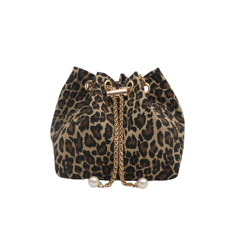Stylische Leopardenmuster-Bucket-Handtasche