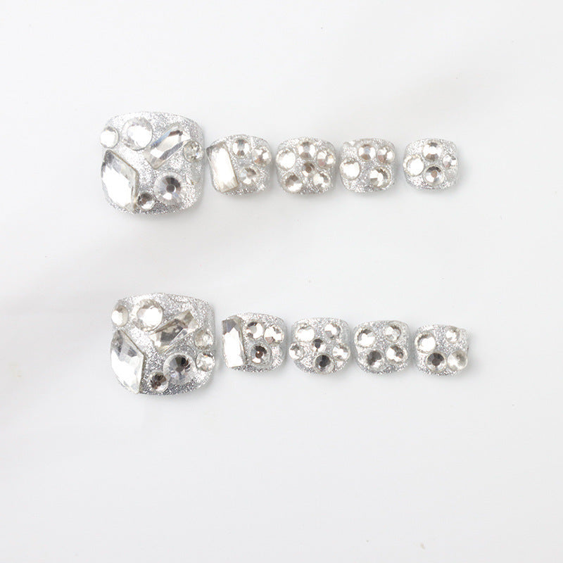 Glamouröse mit Strass besetzte Press-On Zehennagelkunst Brehn