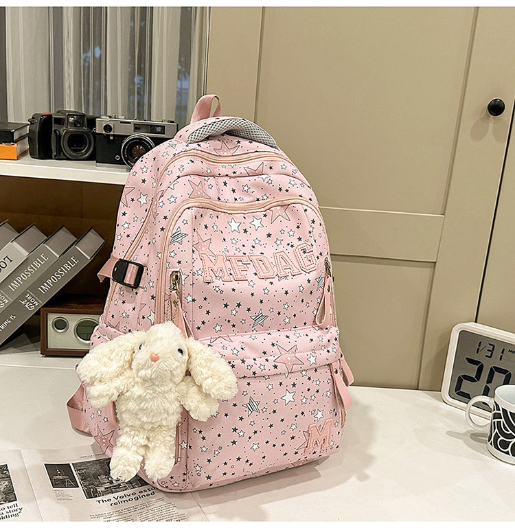 Multi-Taschen Sternen-Print Schulrucksack