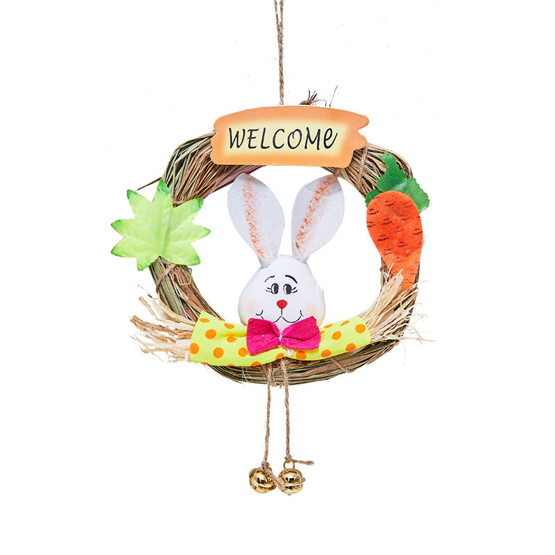 Dekorativer Bunny Willkommen Kranz