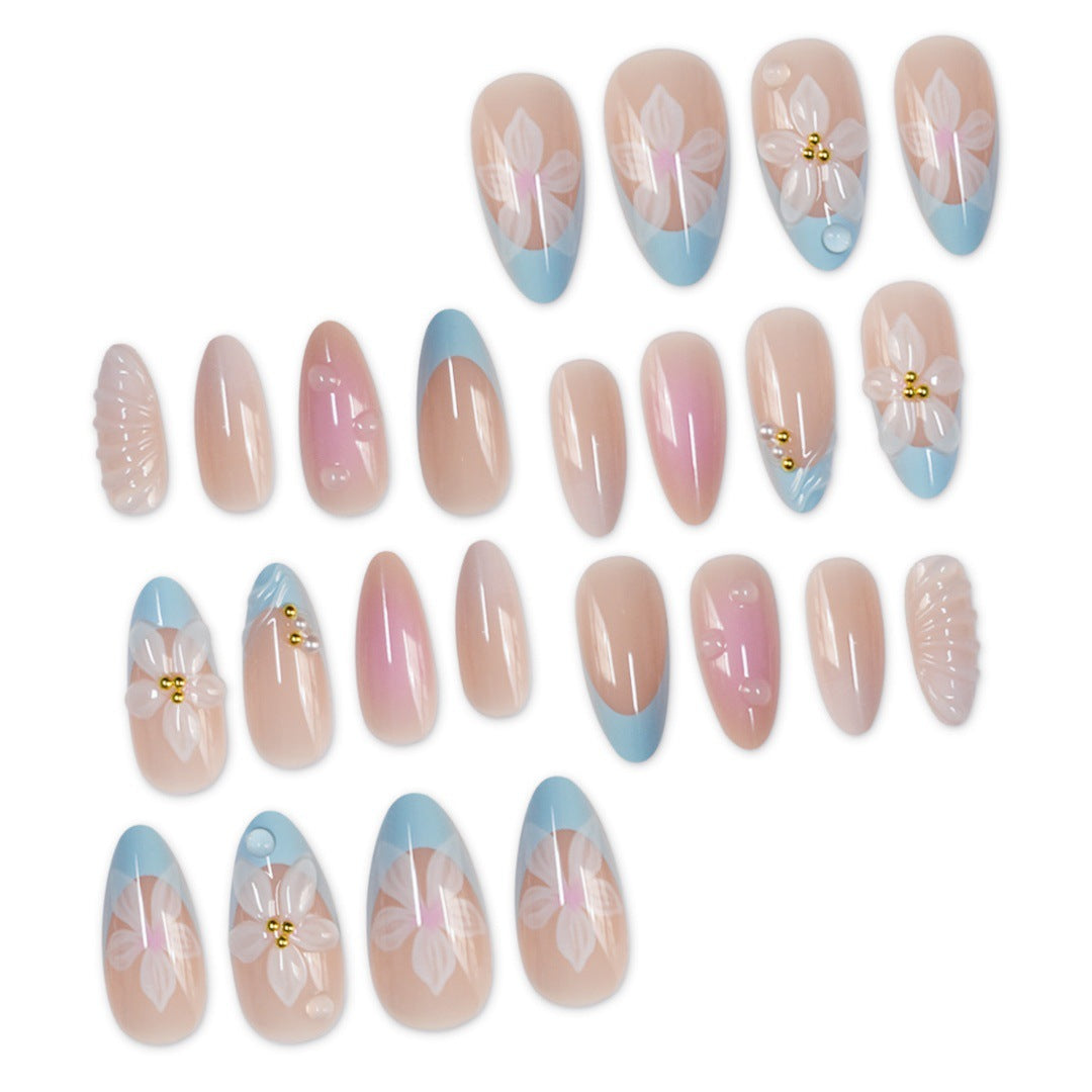 Künstlerisches florales Design Press-On Nagelset Brehn