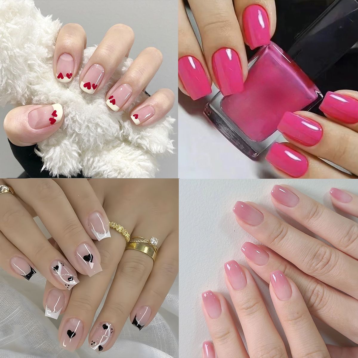 Künstlerisches Press-on-Nagelset mit Herz- und klassischen Designs Brehn