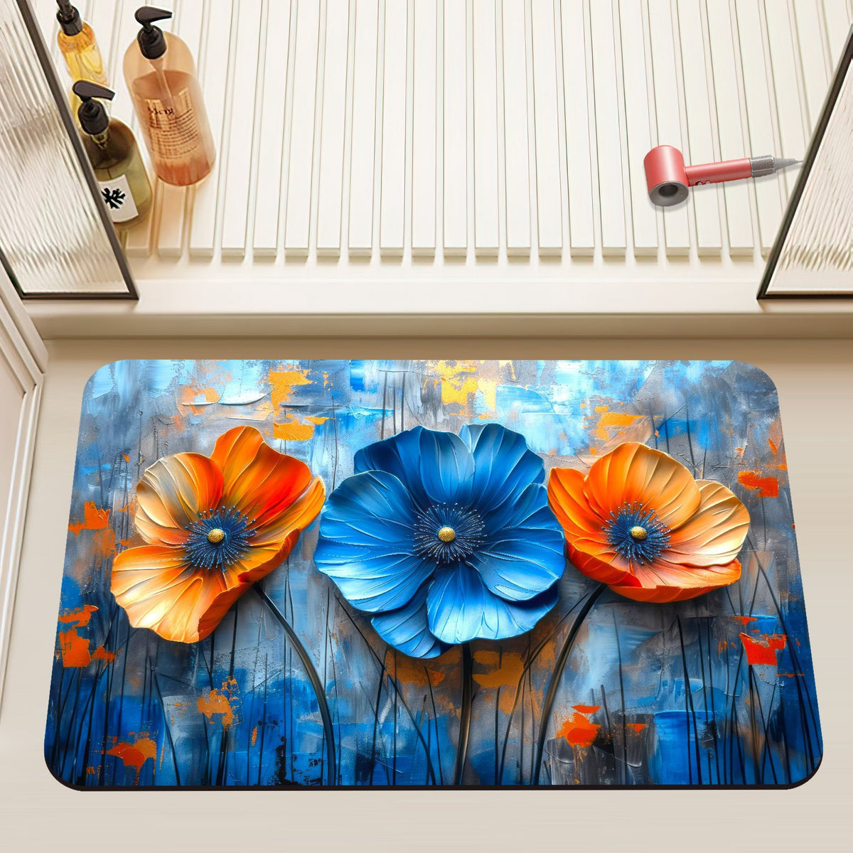 Künstlerische Floral Badematte