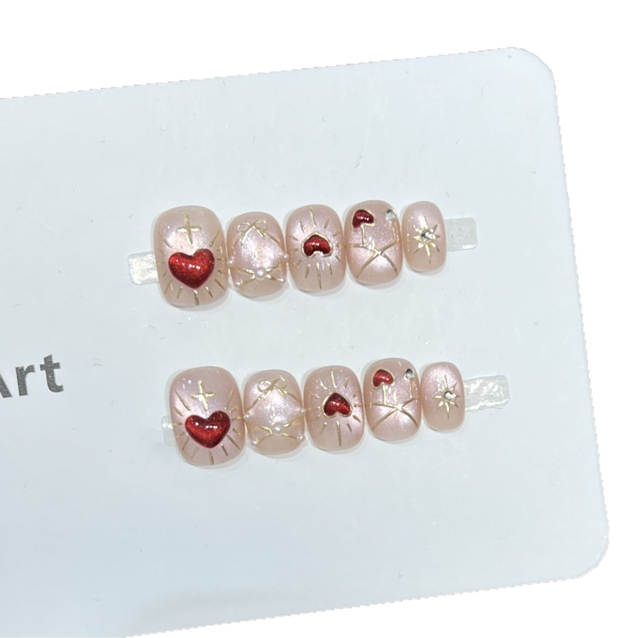 Künstlerisches Herz-Themen Press-On Nail Art Set Brehn