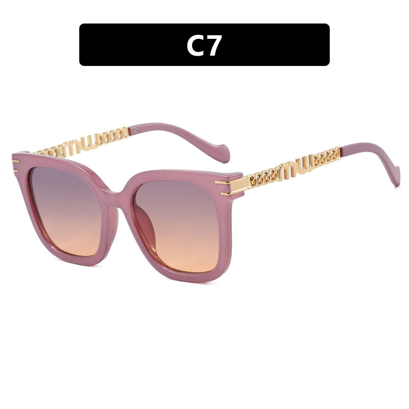 Damen trendige quadratische Sonnenbrille mit elegantem Rahmen und stylishem Goldakzent Brehn