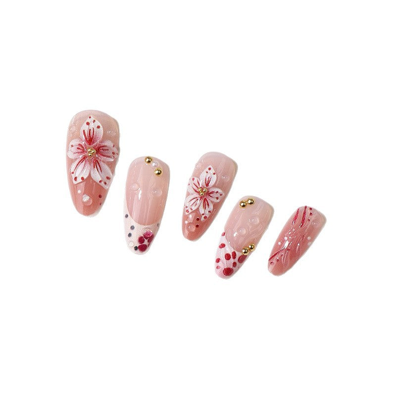 Premium Dekorative Florale Press-On Nagelspitzen Brehn