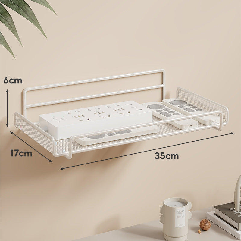 Wandmontierter Zwei-Ebenen Belüfteter Mesh Router und Power Strip Organizer