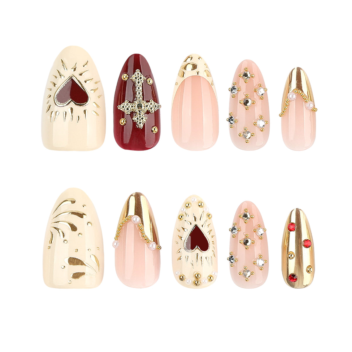 Kunstvolle Nagelkunst mit Strass- und Goldakzenten Brehn