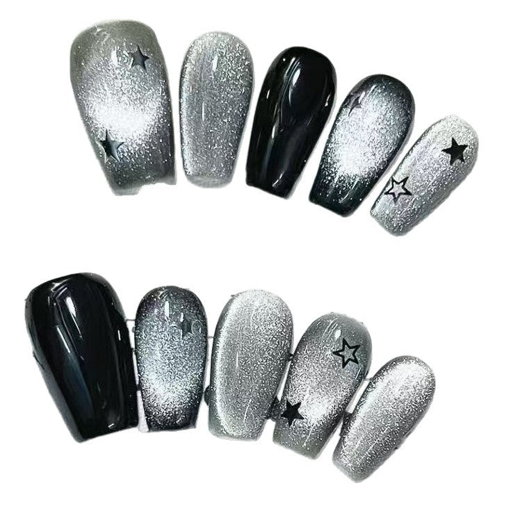 Glitzerndes Sternmuster Press-On Nagelkunstset Brehn